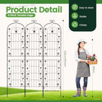 Blulu 6 Pack 87 x 20in Metal Garden Trellis for Climbing Plants Outdoor Tall Trellis Black Rustproof Decorative Plant Lattice Panels for Roses Jasmine Vine Flower Vegetable Support - Image 2