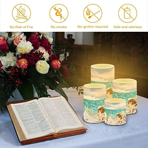 Flameless Candles with Remote Timer, Beach Starfish Coastal Decor - Image 4