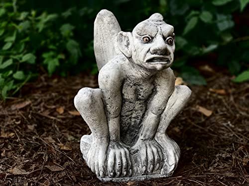 OLOMA Realistic guardian gargoyle statue Concrete gargoyle sculpture art Large gargoyle figurine Sitting gargoyle for garden Gothic outdoor decor Outdoor gargoyle figure Stone gargoyle - Image 4