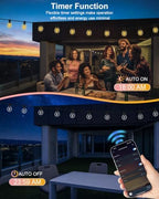 GLUROO Outdoor String Lights 100FT, Smart APP & Remote Control Dimmable Patio Lights with Timer, Plug in LED String Lights 2700K Warm White for Outside Backyard, Yard, Gazebo, Deck, Porch - Image 2