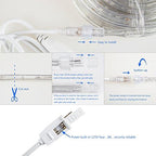LED Rope Lights Outdoor Waterproof Daylight White: 50FT Cuttable Outside Bright 110V Lighting Connectable Flexible Plug Cool Clear Tube, Indoor Deck Patio Xmas Camping Decor, Not Flat Strip - Image 4