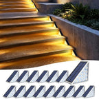 Solar Stair Lights Outdoor Waterproof, 3000K Warm Light, 16 Pack Grey by XILLUMICORE