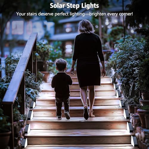 echosari 12 Pack Solar Step Lights 100 Lumen Ultra Bright Cool White - Image 6