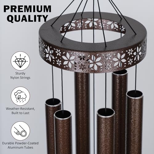 Extra Large Wind Chimes for Outside Deep Tone - 58'' Outdoor Clearance, Deep Tone Wind Chimes, Memorial Wind Chime, Sympathy Gift, Patio Yard, Home Décor, Bronze (58" Bronze) - Image 5