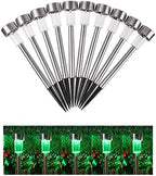 10PCS Green LED Outdoor Steel Garden Solar Powered Landscape Light Lamp Yar Pathway Stake Lights - Image 2
