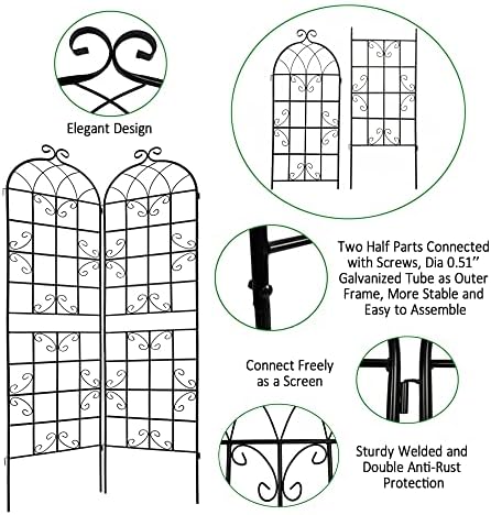 Garden Trellis for Climbing Plants Outdoor, 4-Pack 86" Metal Rustproof - Image 4