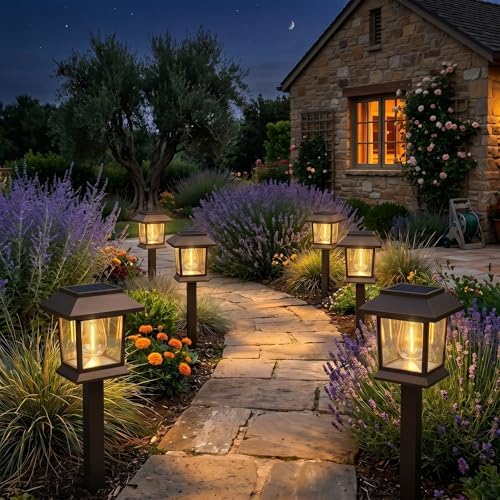 Benany Solar Outdoor Lights, 12 Pack Solar Pathway Lights Waterproof, Landscape Lighting for Path Walkway Lawn Garden Yard Outside Décor, Brown - Image 6