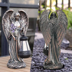 VChymm Solar Angel Outdoor Garden Decor Statues – 13.2 inches Solar Outdoor Sculptures for Outside Yard Art Patio Balcony Front Lawn Ornaments Gifts for Mom Grandma Women（Bronze） - Image 2