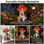 Solar Gnome and Squirrel Statue Under Mushroom Garden Decor, Garden Gnomes Outdoor Statue with Solar Lantern for Yard Patio Lawn Decor, Unique Birthday Gifts for Mom Women Grandma - Image 7