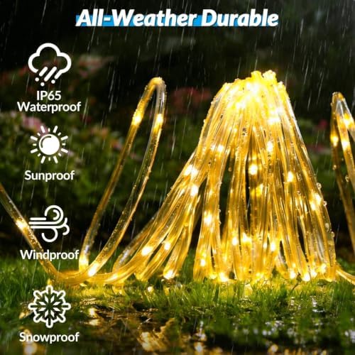 Total 104FT 240LED Solar Rope Lights Outdoor Waterproof, Warm White - Image 4