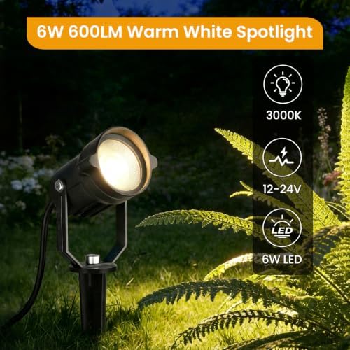 Low Voltage Landscape Lighting Kit, 6W 3000K Outdoor Spotlight 8 Pack - Image 2