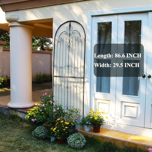 Garden Trellis for Climbing Plants 86.6" H x 29.5" W Tall Garden Trellis Wrought Iron Heavy Scroll Metal Decoration Lawn Patio for Rose Clematis Ivy Weather Resistant - Image 2
