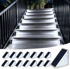 16 Pack Grey Solar Step Lights Outdoor Waterproof - 6000K Cool White by XILLUMICORE