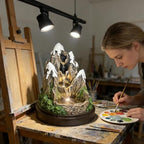 AOZITA Snow Mountain Tabletop Water Fountain 4-Tier Cascading Indoor Waterfall with Warm LED Lights, Realistic Rock Texturing & Moss Accents, Miniature Zen Landscape for Desk Home Office Decor - Image 6
