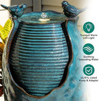 Autodaya 25" H Jar Ceramic Outdoor Water Fountain with LED Lights and Birds - Image 5
