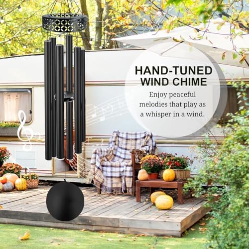 ASTARIN 48'' Deep Tone Wind Chimes for Outside - Large WindChimes with 6 Heavy Tubes, Memorial Chimes Outdoor for Garden Hanging Décor,Sympathy Gifts for Loved one,Home Décor, Black - Image 3