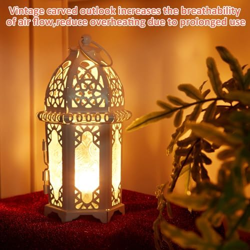 IMAGE 4PCS Candle Lanterns Metal Candle Holder with Transparent Glass Moroccan Decorative Hanging Lantern, 7x16cm, White - Image 4