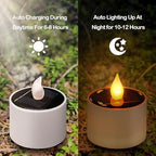 VOOKRY 12 Pcs Solar Tea Lights Outdoor - Flickering Solar Candle Lights Flameless Dusk to Dawn Lighting Waterproof Rechargeable LED Candles for Lantern Garden Camping Party Home Decoration,2.3''x2.1'' - Image 3