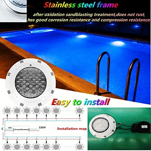 DONSU AC12V RGB Submersible LED Swimming Pool Light Spa Light 7 Colors Changing Underwater Light for Inground Swimming Pools, Home Aquariums, Fountains, and Ponds IP68 Waterproof (45W) - Image 6
