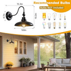 Outdoor Wall Lights, Matte Black Farmhouse Gooseneck Barn Light 9.8 inch Angle-Adjustable Waterproof Exterior Wall Light Fixtures Modern Wall Mount Porch Lights for House Garage Doorway - Image 5