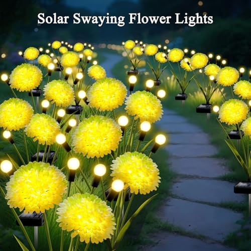 Solar Lights Outdoor Waterproof, 6 Pack Solar Firefly Swaying Lights with Flowers, Flower Light Garden Decor for Outside Yard Patio Thanksgiving Christmas for Women Grandma - Image 5