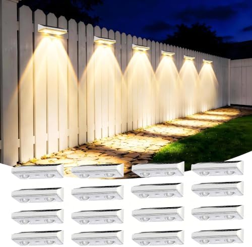 Solar Fence Lights Outdoor, 16 Pack Fence Lights Solar Powered by Unknown