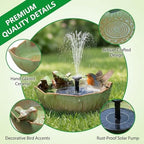 Large Ceramic Bird Bath Bowl with Solar Powered Fountain, Solar Bird Bath Fountain for Outdoors, Hummingbird Solar Water Fountain for Bird Bath, Tabletop Garden Bird Bath for Patio Yard Outdoor Décor - Image 3