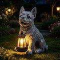 10.2" Garden Dog Statue Figurine Decor with Solar Light by FACULX