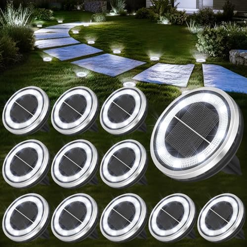12 Pack Solar Ground Lights Outdoor Waterproof Garden Lights for Yard Lawn by ZAIYW