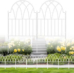 Garden Fence Panels - 17 in(H) x 10.56ft(L) White Metal Fence No Dig Decorative Fence with Stakes Animal Barrier Fence for Dogs, Flower Bed Edging Wire Border for Yard, Patio, Outdoor Decor by LATIHUUM
