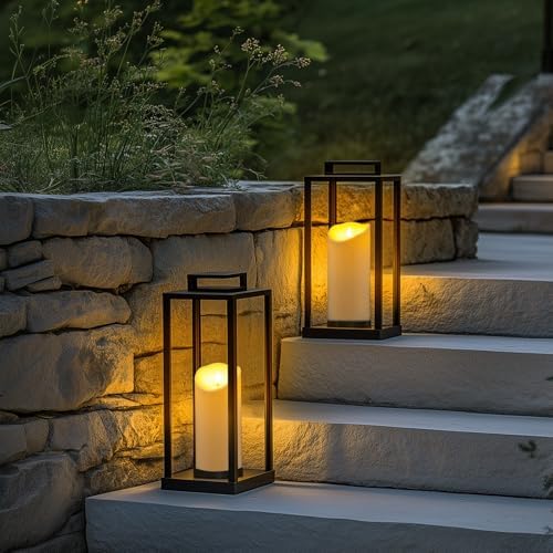 Homemory 4"x9" Outdoor Waterproof Flameless Candles with Timers and Remote Control, Battery Operated Candles, LED Plastic Candles, Ivory White, Set of 4 - Image 3