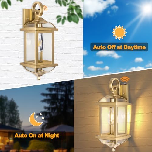 Dusk to Dawn Golden Outdoor Sconces Enclosed Bottom - Image 2
