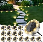 Peasur Solar Ground Lights Outdoor, 16 Pack Flat Solar Powered Disc Lights, IP68 Waterproof, Anti-Rust, Landscape Lighting for Pathway Garden Yard Lawn Walkway Landscape Driveway, Mini, Warm White by Peasur