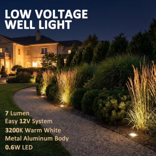 Low Voltage In Ground Lights 12PK 0.6W LED Spotlights 12V AC Outdoor Light 7 Lumens Landscape Lighting Kit 3200K with Spike Stake and Connector for Pathway Garden, Yard, Lawn - Image 2