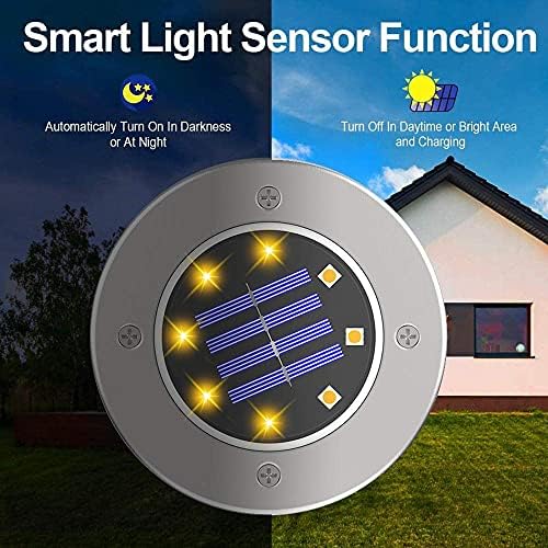 ZGWJ Solar Ground Lights Outdoor, 8 LED Waterproof Warm White,16 Pack - Image 3
