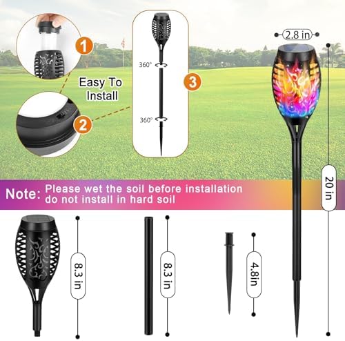 6Pack Solar Lights Outdoor, Solar Torch Light with Flickering Flame - Image 4