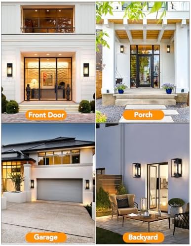 PARTPHONER Modern Outdoor Light Fixture, Exterior Wall Sconce Waterproof Porch Light, Outside Lamp for House with Water Glass for Garage Doorway - Image 6