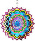 FONMY Mandala Wind Spinner w/Crystal Ball Peacock- 3D Stainless Steel Hanging Spinners Worth Gift Christmas Decoration Indoor/Outdoor Garden Décor Kinetic Yard Art 12 Inches Wind Sculpture by FONMY