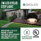 GKOLED 16-Pack Low Voltage LED Deck Light Fixture, Mini Size Eyelid Step Lights with 0.8W 3000K Integrated LED Chips, IP65+ Waterproof for Outdoor, Die-cast Aluminum with Powder Coated Finish - Image 2