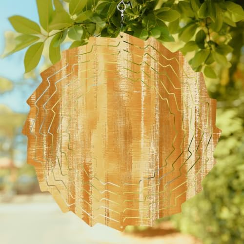 12 Inch Golden Brown Ombre Wind Spinner for Yard and Garden, Modern Abstract Art Oil Painting Hanging Ornaments Outdoor 3D Kinetic Wind Sculpture Spinners Indoor Outdoor Patio Décor Ornaments Gift - Image 2