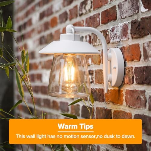 LUTEC 2 Pack Outdoor Indoor Wall Lantern, Farmhouse Barn Wall Sconce Lighting Fixture,Aluminum Anti-Rust Wall Mount Light, Waterproof Wall lamp with Clear Glass for Porch, Exterior, Patio-White - Image 5
