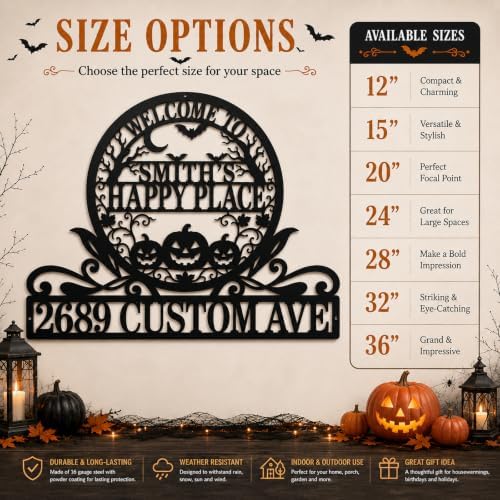 Personalized Halloween House Number Sign, Custom Family Name Address Sign - Image 4