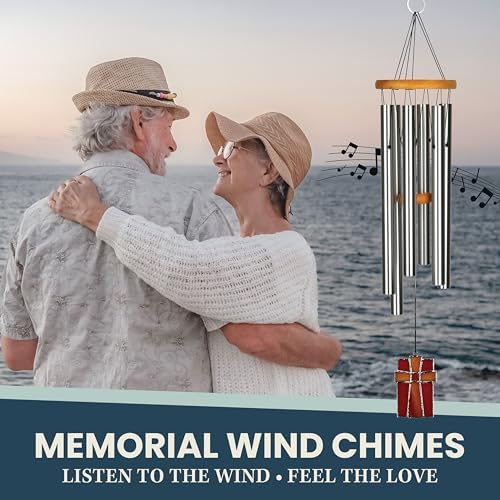 Woodstock Wind Chimes for Outside, Outdoor Decor, Garden, Patio and Front Porch Decor, (28") Memorial Sympathy Wind Chimes Amazing Grace Wind Chime Stained Glass Cross Christmas Gifts (AGS) - Image 5