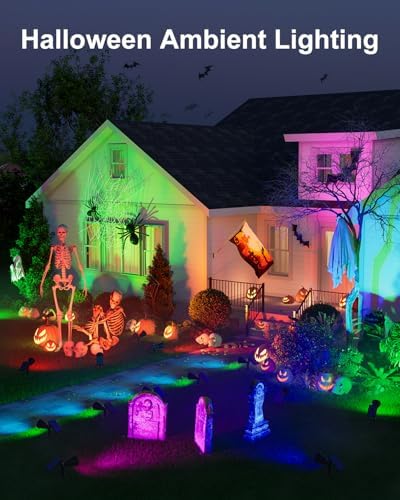 FALOVE 6 Pack Color Change Solar Spotlights Waterproof RGB Halloween Decor - Image 2