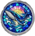 Magnolia Garden 10-Inch Humpback Whale Stepping Stone - Faux Stained Glass Ocean Marine Garden Stone, Weather-Resistant Resin Pathway Accent, Nautical Sea Life Outdoor Yard Decor & Walkway Plaque by DicksonsGifts