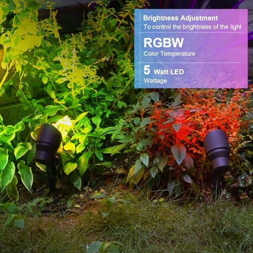 GOODSMANN RGBW Landscape Lighting 2PK Low Voltage Spot Lights Landscape with Color Changing Dimmable Flood Light 5W LED Metal Landscape Lights 12V AC Tree Lights - Image 2