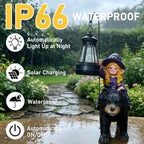 Garden Gnome Decoration, Funny Resin Solar Gnome Statue for Lawn Patio Yard Outdoor Decor, Bear Riding Gnome Figurine with Lantern, Gift for Women and Men (Gnome-H) - Image 6