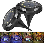 Solar Ground Lights, 8+4 LED Outdoor Solar Disk Lights, Waterproof Bright in-Ground Lights Solar Garden Lights for Landscape Deck Walkway Outdoor, 4 Pack - Image 2