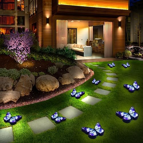 Ground Lights, Equipped with 4 Solar Lights for Outdoor Waterproofing, 14 LED Solar Landscape Lighting, Suitable for Gardens, courtyards, terraces, corridors, Lanes, and walkways (Blue) - Image 4