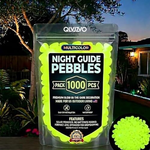 2026 Colorful Glow-in-the-Dark Garden Stones Night Guide Luminous Pebbles for Outdoor Garden Landscaping Fish Tank Aquarium Decorations Stepping Rocks Outdoor Decor(1000pcs Yellow) by Unknown